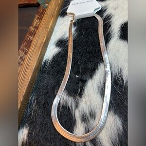 Silver tone snake chain necklace